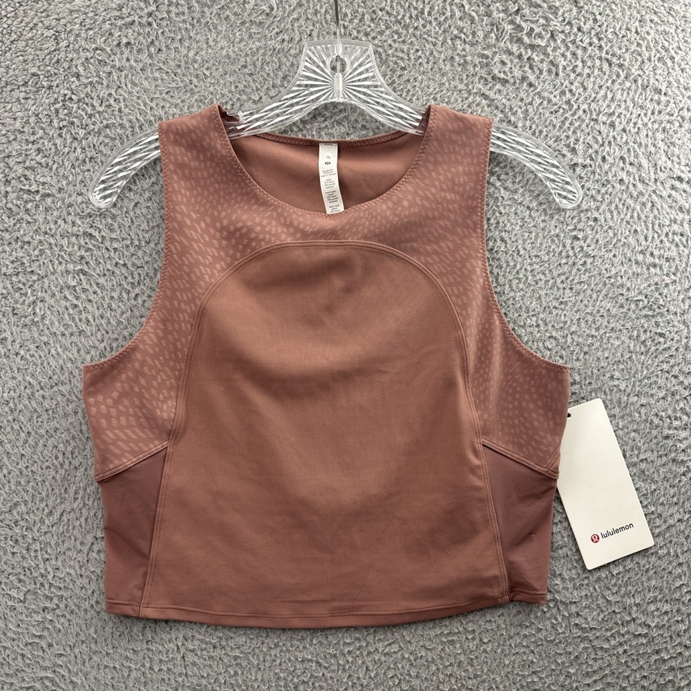 NWT Lululemon Nulu and Mesh Yoga Tank Top Jewel Emboss Spiced Chai Women's 10